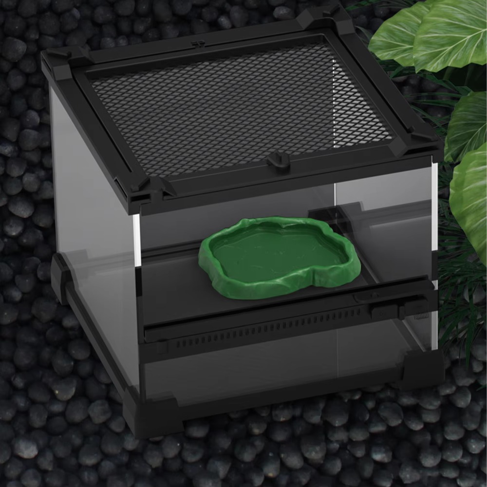 Water Dish Reptile - Neue ABS-Harz-Futterschale für Reptilien mit Steinoptik,