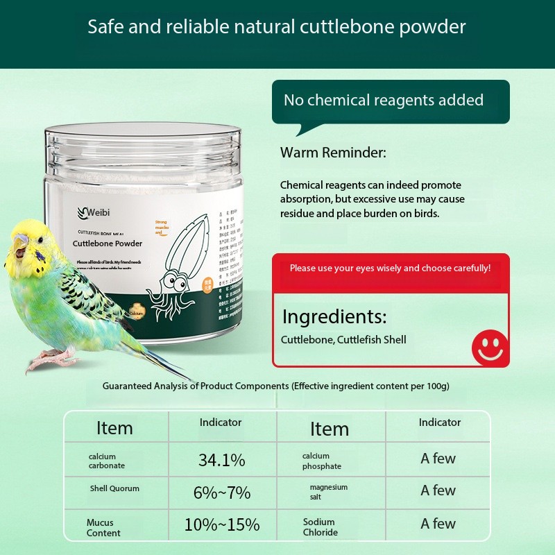 Vitamin D3 Reptile - Tintenfisch-Knochenpulver, reichhaltige Kalziumspurenelemente, Nahrungsqualitätsergänzung für Vögel,