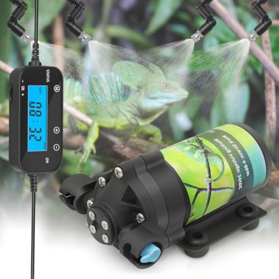 Misting Nozzle Reptile - Reptilien-Befeuchtungssystem für Terrarien: ABS-Kunststoff, Schwarz, Timer-gesteuerter