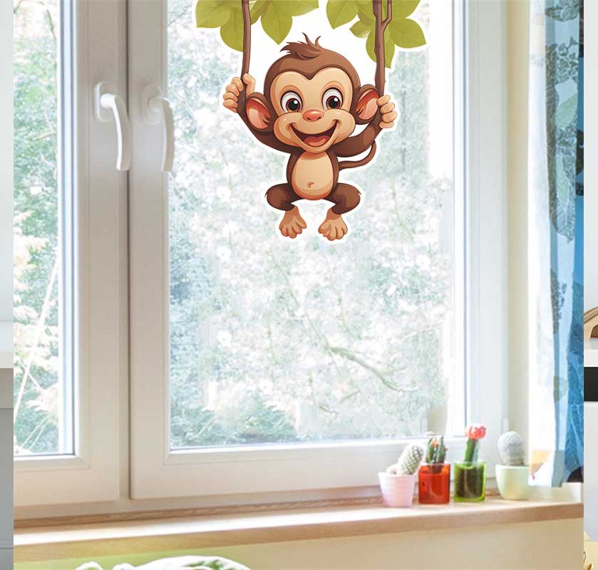 Pvc Panel Background - Niedlicher kleiner Affe Wohnzimmer-Hintergrunddekoration Wandaufkleber Selbstklebende