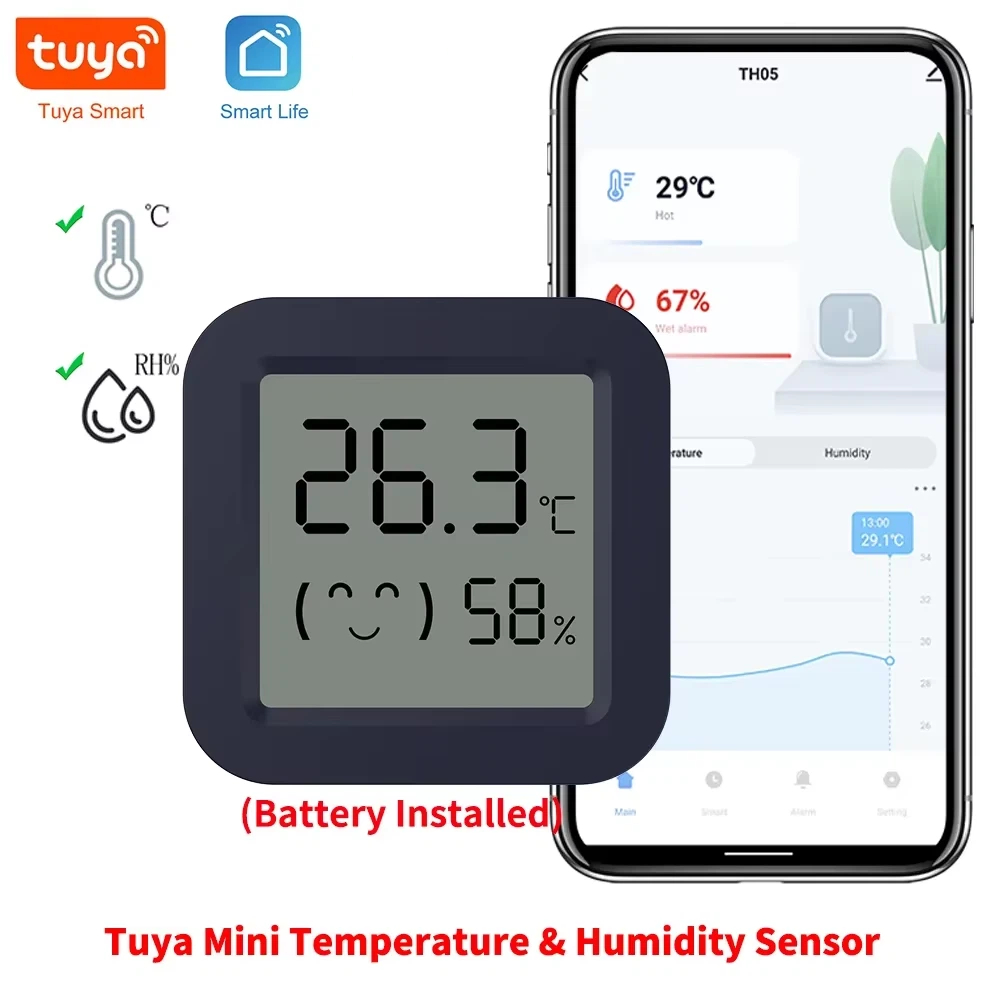 Digital Hygrometer Probe - BT Temperatur- und Feuchtigkeitssensor mit Mini-LCD-Bildschirm,