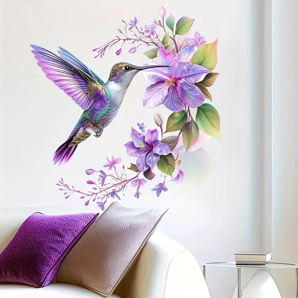 1 lila Blumen- und Kolibri-Auf – Pvc Panel Background Bewertung und Preis